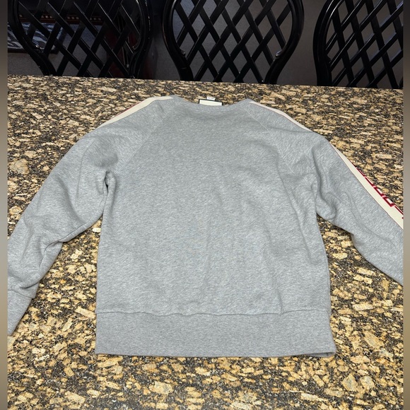 Gucci Gray Crew Neck Oversized Sweatshirt with Logo Sleeve - Picture 7 of 7